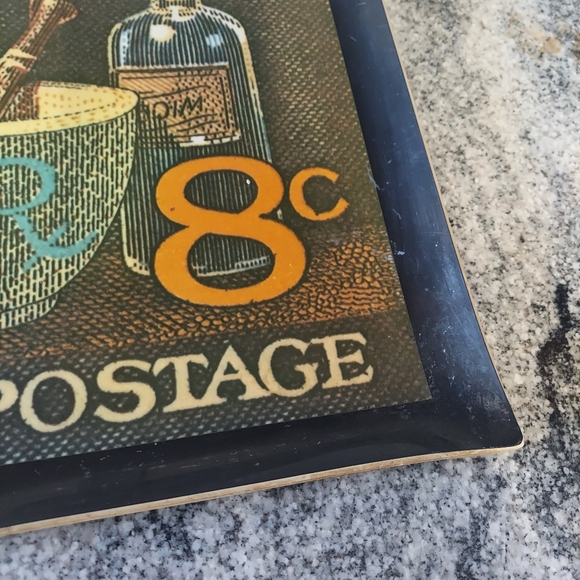 Vintage US Pharmacy Postage Stamp Theme 1972 serving tray decor pharmacist - Picture 5 of 5